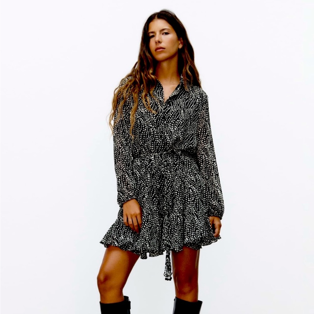 NWT ZARA printed shirt dress, size XS